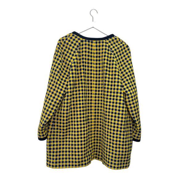 Boden Longline Check Coat Yellow Navy Size 16 - Picture 7 of 10